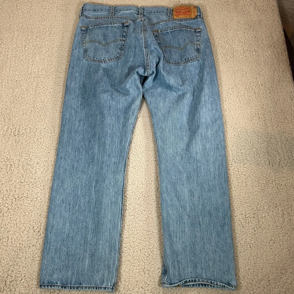 Levis 501 Original Fit Mens Light Wash Blue Denim Jeans 38x30 Button Fly